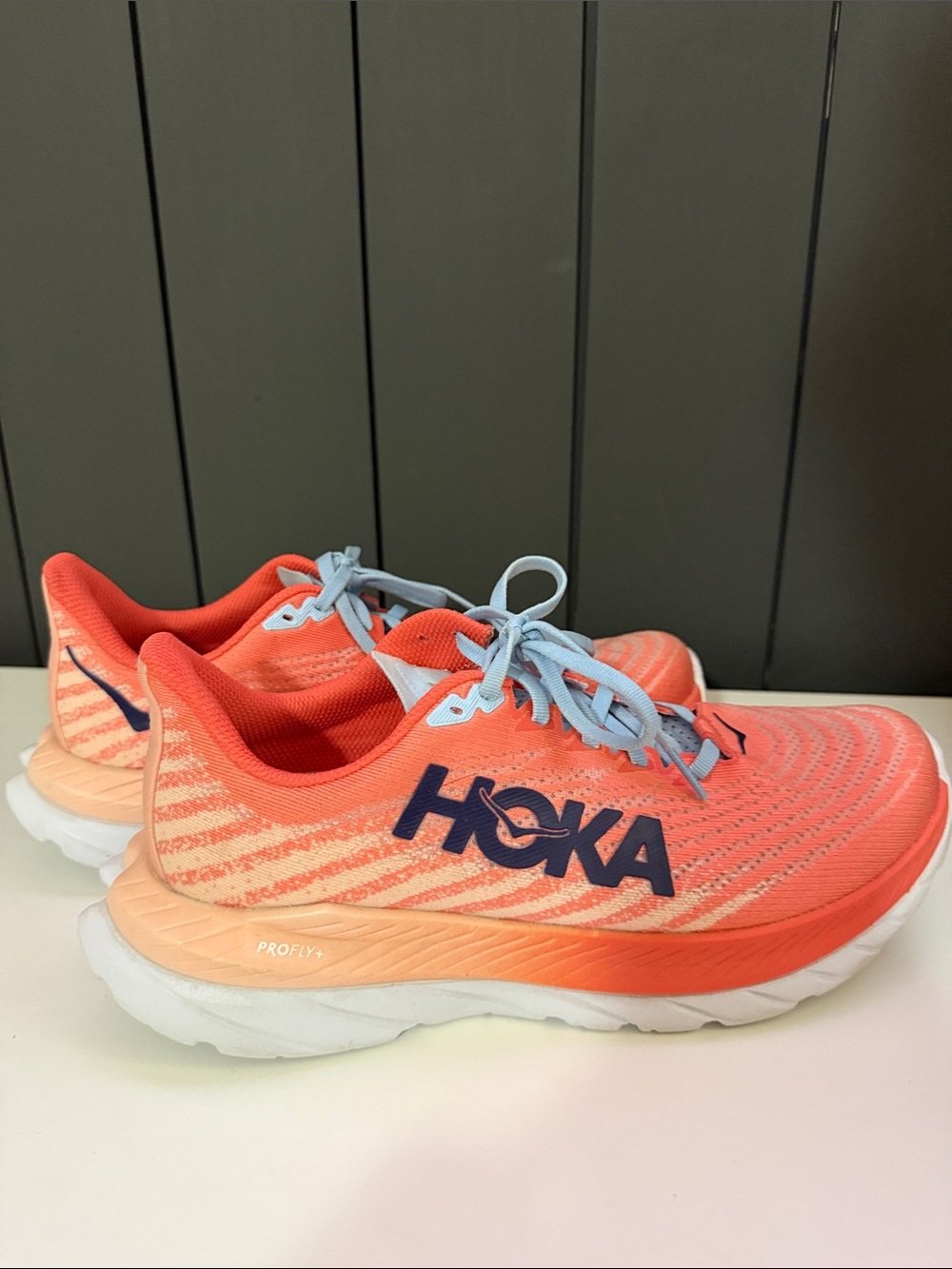 Hoka Coral Orange and Light Blue Women's Running Sneakers 8.5 - Picture 8 of 9